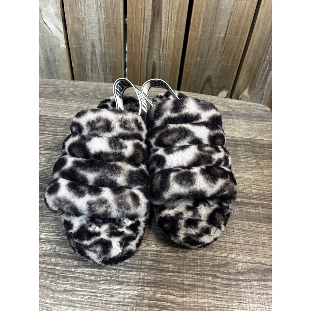 UGG Fluff Yeah Slide Leopard Animal Print Slippers 1120903 Womens 8 - Picture 4 of 6